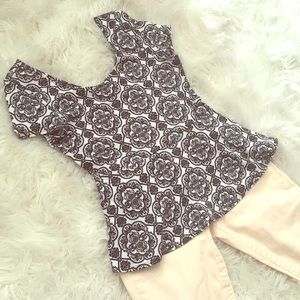 🌸Black/White Princess Peplum